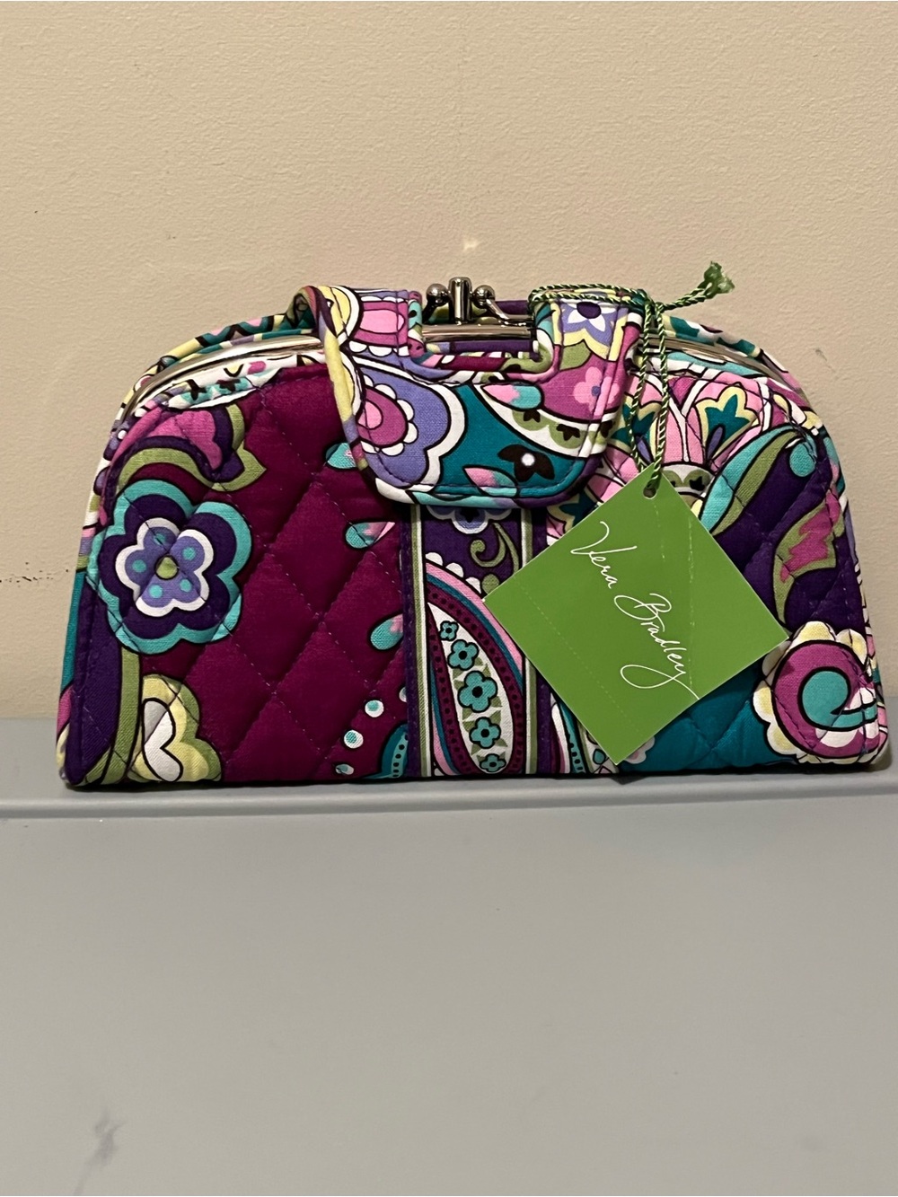 Vera Bradley Kiss n Snap Floral Wallet Purple/Multicolor, Coin & Card Slots